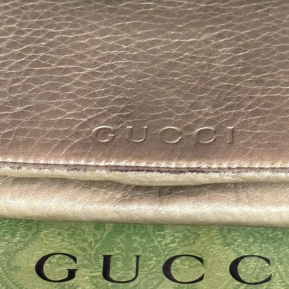 GUCCI Embossed Continental Platinum Leather Wallet - Picture 6 of 16